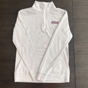 Vineyard Vines 3/4 zip pullover, gray/white, XXS.